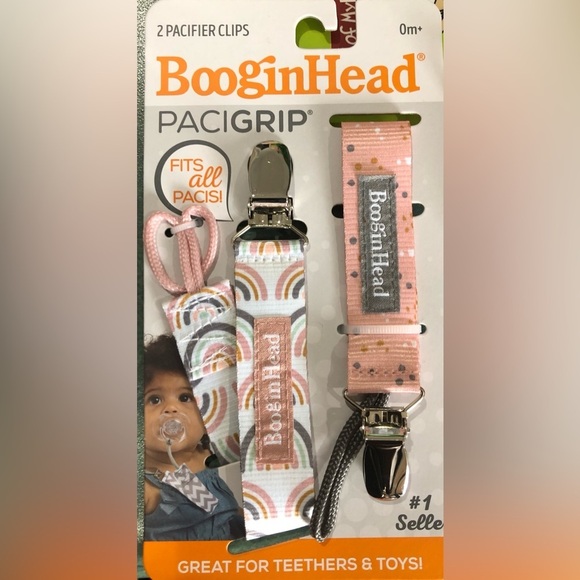 4pack BooginHead Pacifier Clip Pacifier Holder PaciGrip Pink Rainbows new - Picture 4 of 12